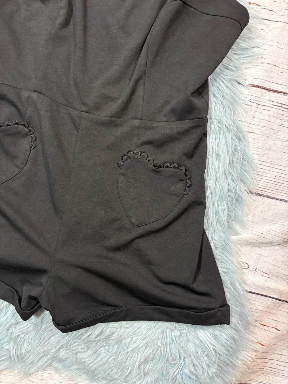 NWT Collectif London Heart Pocket Lisa Black Playsuit Ruffle Romper